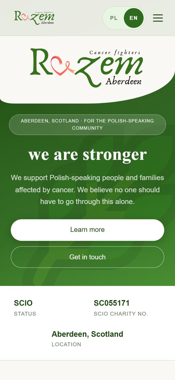 RAZEM Aberdeen website homepage on mobile