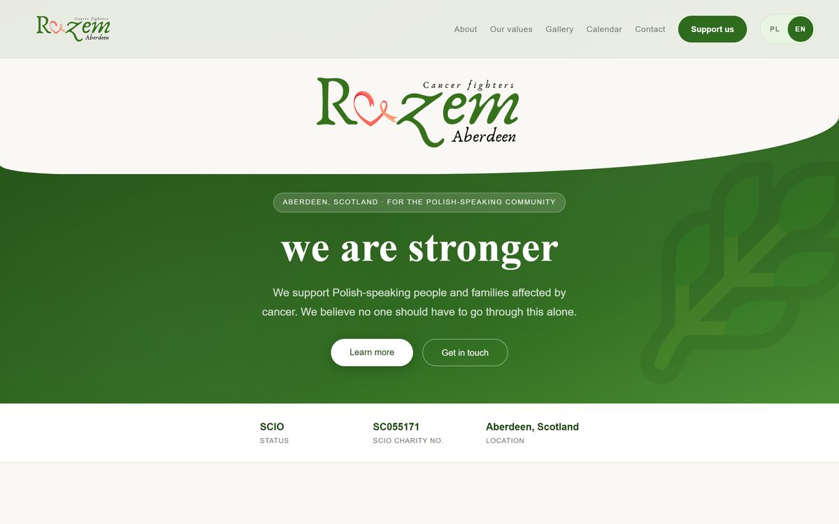 RAZEM Aberdeen website homepage on desktop